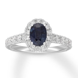 Neil Lane Oval-cut Sapphire Engagement Ring 7/8 ct tw Diamonds 14K Gold