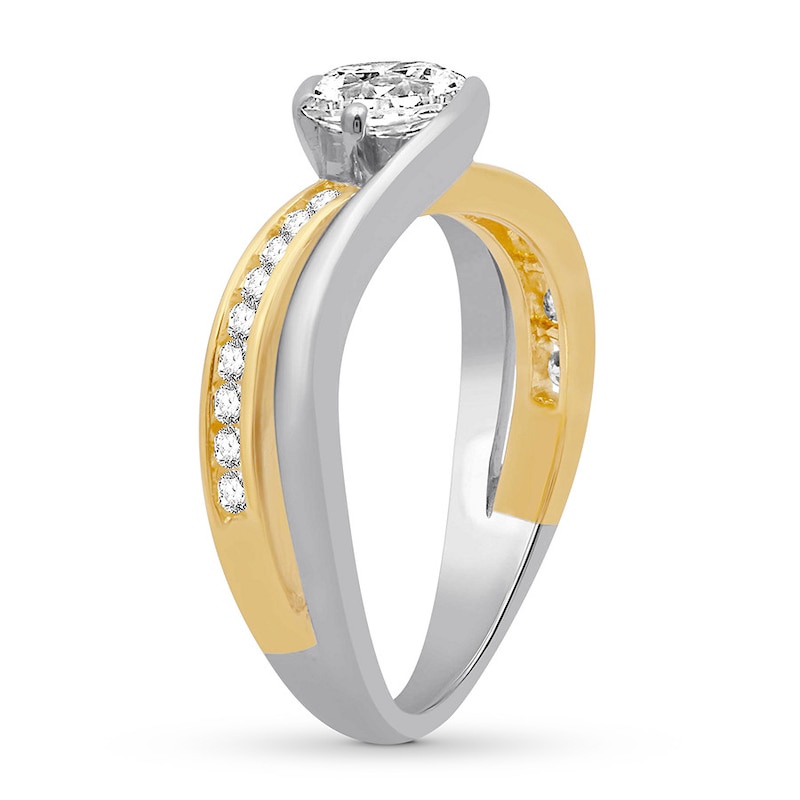 Diamond Engagement Ring 1-1/5 ct tw Round-cut 14K Two-Tone Gold