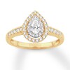 Thumbnail Image 0 of Diamond Engagement Ring 1/2 ct tw Pear/Round 14K Yellow Gold