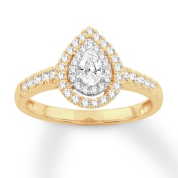 Adore Diamond Engagement Ring 1/2 ct tw Pear/Round 14K Yellow Gold