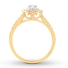 Thumbnail Image 1 of Diamond Engagement Ring 1/2 ct tw Pear/Round 14K Yellow Gold