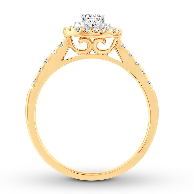 Diamond Engagement Ring 1/2 ct tw Pear/Round 14K Yellow Gold