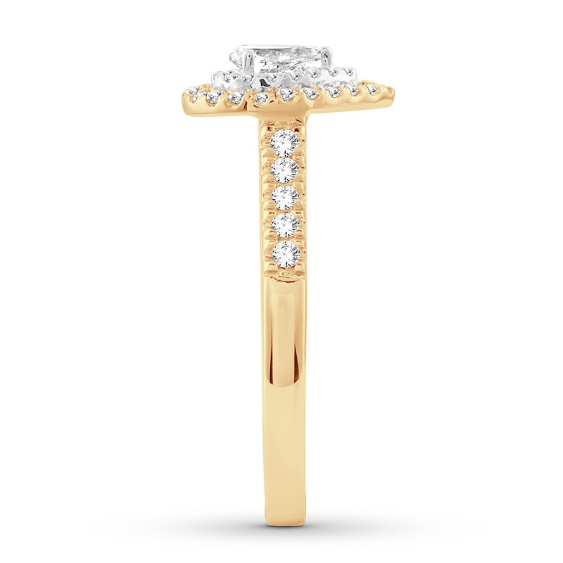 Diamond Engagement Ring 1/2 ct tw Pear/Round 14K Yellow Gold