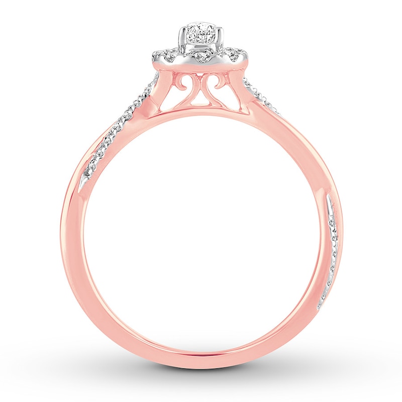 Diamond Engagement Ring 1/2 ct tw Pear/Round 14K Rose Gold