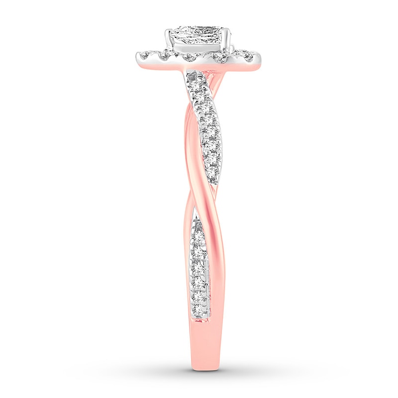 Diamond Engagement Ring 1/2 ct tw Pear/Round 14K Rose Gold