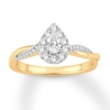 Thumbnail Image 1 of Diamond Engagement Ring 1/2 ct tw Pear/Round 14K Yellow Gold