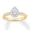 Thumbnail Image 0 of Diamond Engagement Ring 1/2 ct tw Pear/Round 14K Yellow Gold