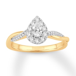 Adore Diamond Engagement Ring 1/2 ct tw Pear/Round 14K Yellow Gold