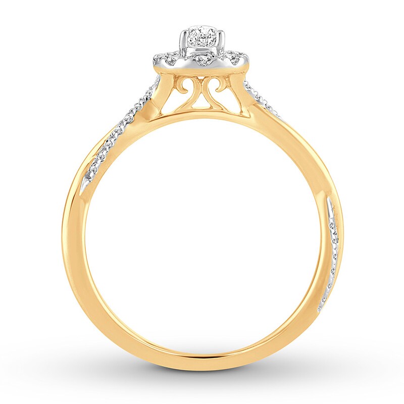 Diamond Engagement Ring 1/2 ct tw Pear/Round 14K Yellow Gold