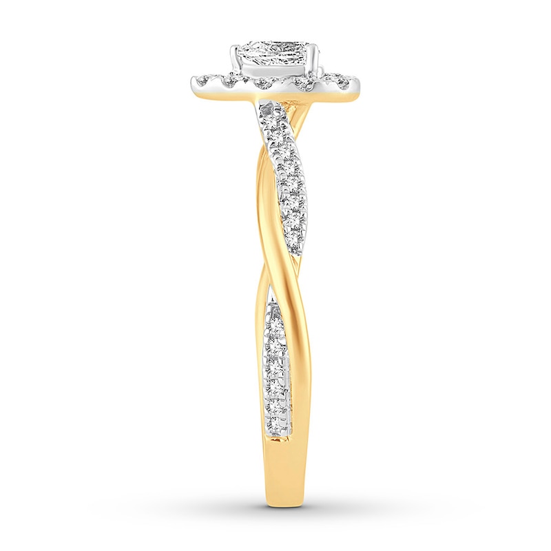 Diamond Engagement Ring 1/2 ct tw Pear/Round 14K Yellow Gold