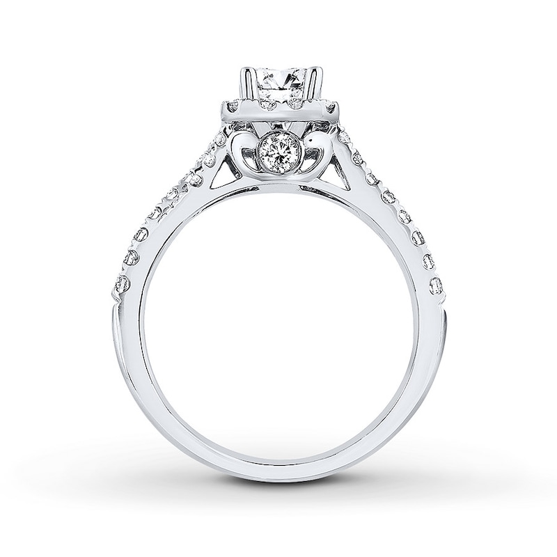 Main Image 2 of THE LEO Diamond Engagement Ring 1 ct tw Emerald & Round-cut 14K White Gold