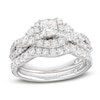 THE LEO Diamond Bridal Set 1-1/2 cttw Princess & Round-cut 14K White Gold