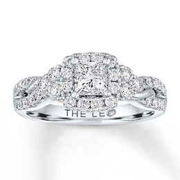 THE LEO Diamond Engagement Ring 1-1/8 ct tw Princess & Round-cut 14K White Gold