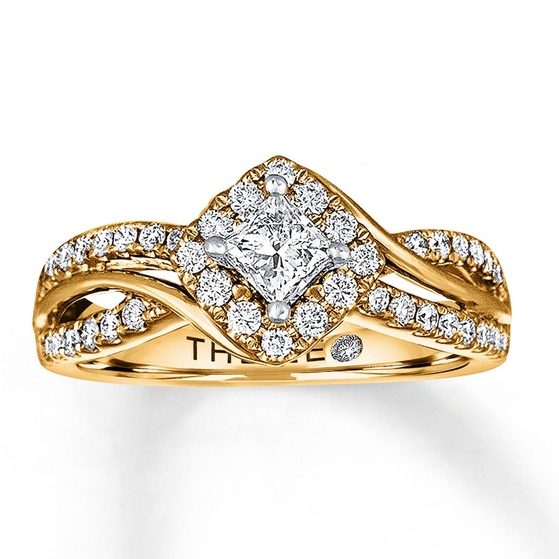 THE LEO Diamond Princess-cut Engagement Ring 3/4 ct tw 14K Yellow Gold