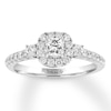 Thumbnail Image 1 of THE LEO Diamond Engagement Ring 3/4 ct tw Princess & Round-cut 14K White Gold
