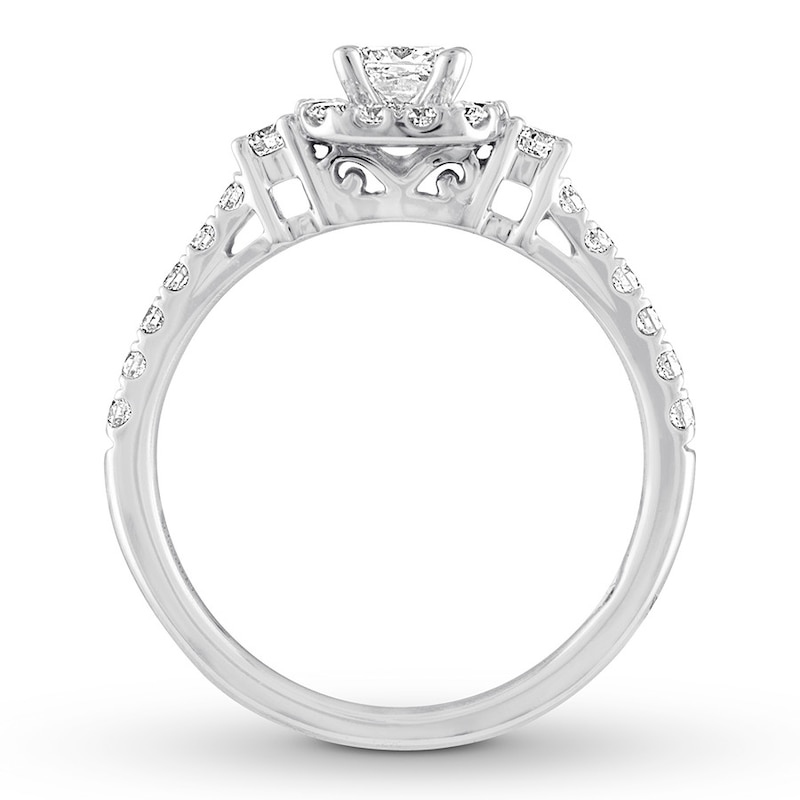 THE LEO Diamond Engagement Ring 3/4 ct tw Princess & Round-cut 14K White Gold