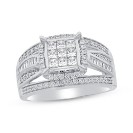 Diamond Engagement Ring 1 ct tw Princess/Round-cut 10K White Gold