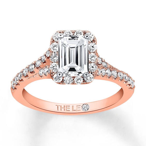 THE LEO Diamond Engagement Ring 1 ct tw Emerald/Round 14K Rose Gold