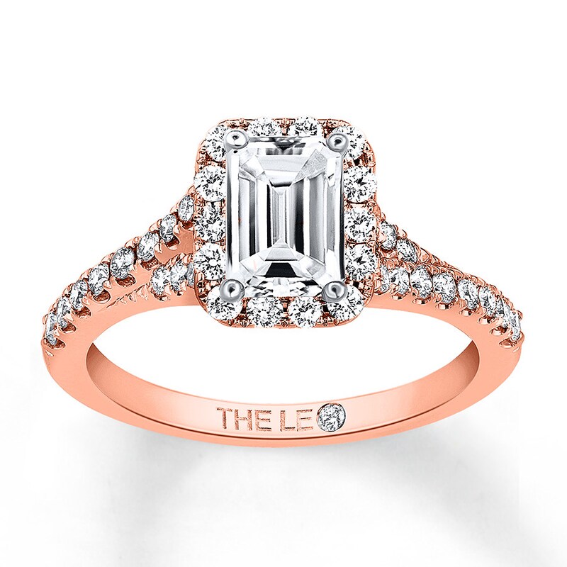 Main Image 1 of THE LEO Diamond Engagement Ring 1 ct tw Emerald/Round 14K Rose Gold