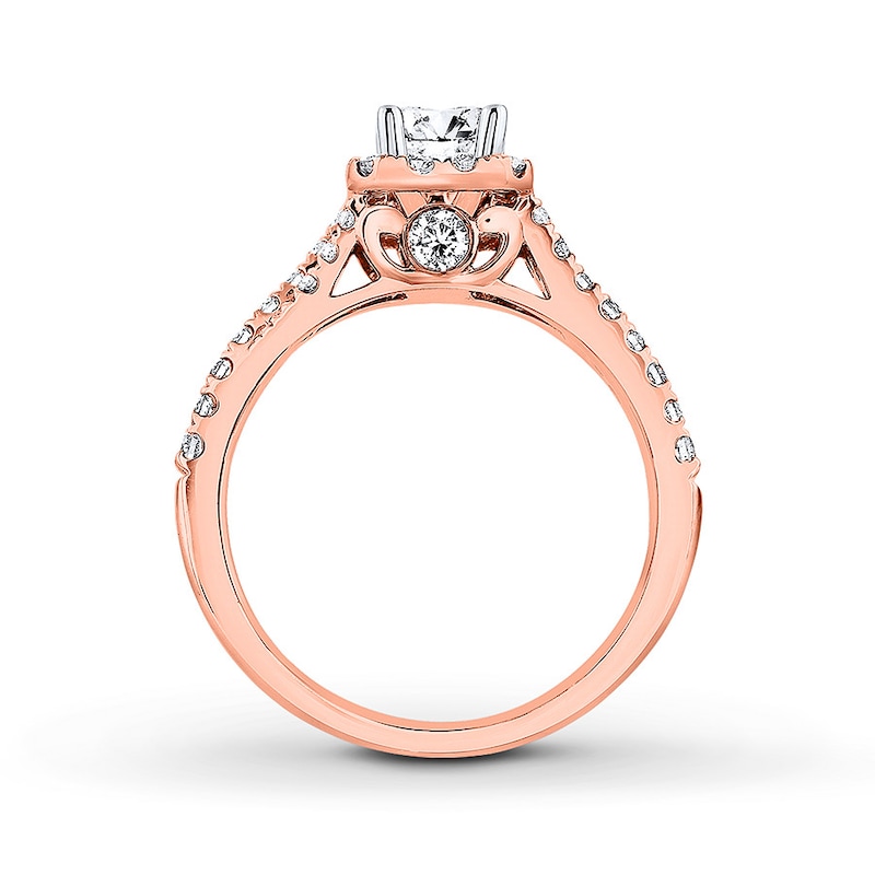 Main Image 2 of THE LEO Diamond Engagement Ring 1 ct tw Emerald/Round 14K Rose Gold