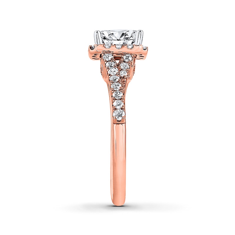 Main Image 3 of THE LEO Diamond Engagement Ring 1 ct tw Emerald/Round 14K Rose Gold