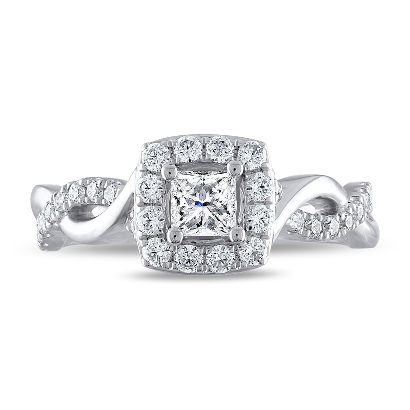 THE LEO Diamond Engagement Ring 3/4 ct tw Princess & Round-cut 14K White Gold