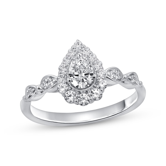 Adore Diamond Engagement Ring 5/8 ct tw Pear & Round 14K White Gold