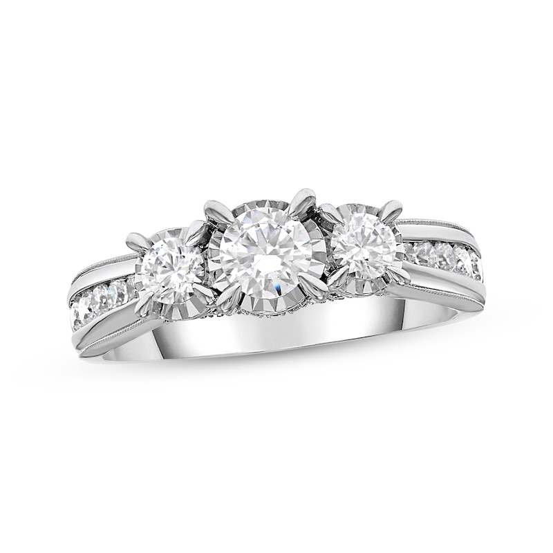 Details about   10 kt white gold 1/10 ctw round diamond ring with the 3 stone look 144671