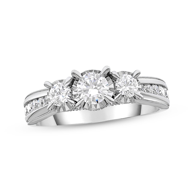 Main Image 1 of 3 Stone Diamond Engagement Ring 1 ct tw Round-cut 10K White Gold