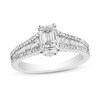 Diamond Engagement Ring 1-1/2 ct tw Emerald, Baguette & Round-cut 14K White Gold