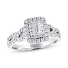 THE LEO Diamond Engagement Ring 3/4 ct tw Emerald & Round-cut 14K White Gold