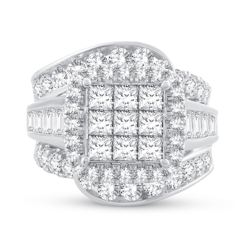 Diamond Engagement Ring 4 ct tw Princess, Round & Baguette-cut 10K White Gold