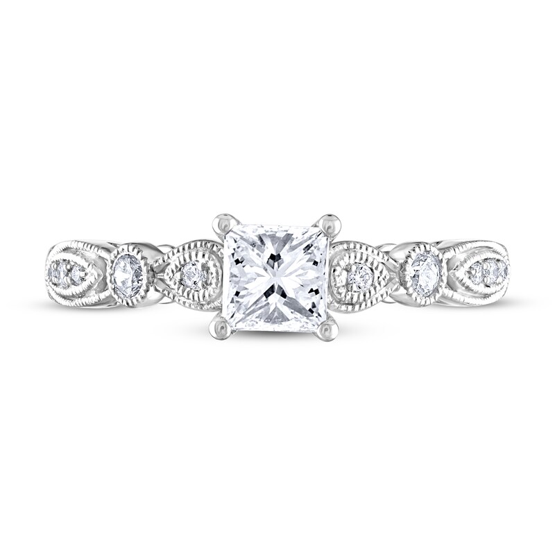 Adrianna Papell Diamond Engagement Ring 1/2 ct tw Princess & Round-cut 14K White Gold