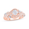 Adrianna Papell Diamond Engagement Ring 1 ct tw Round & Marquise-cut 14K Rose Gold