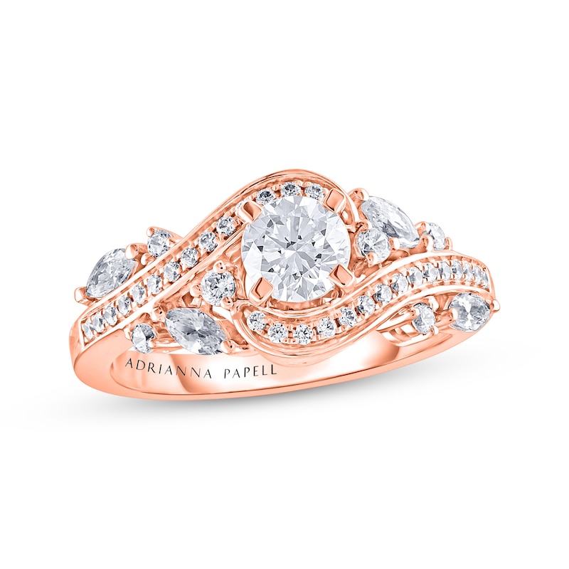 Adrianna Papell Diamond Engagement Ring 1 ct tw Round & Marquise-cut 14K Rose Gold