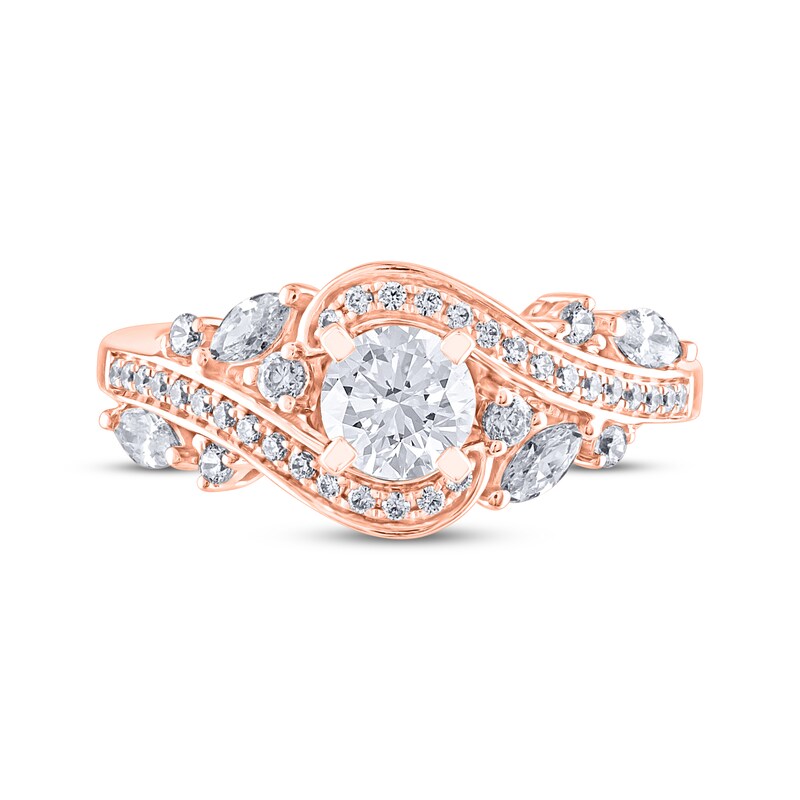 Adrianna Papell Diamond Engagement Ring 1 ct tw Round & Marquise-cut 14K Rose Gold