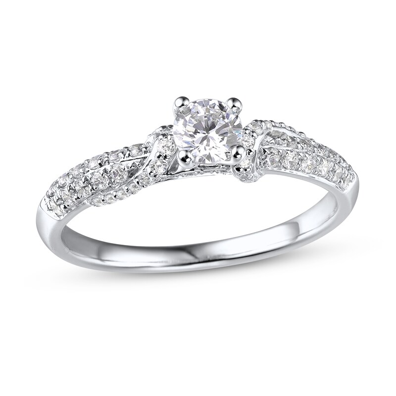 Diamond Engagement Ring 5/8 ct tw Round-cut 14K White Gold