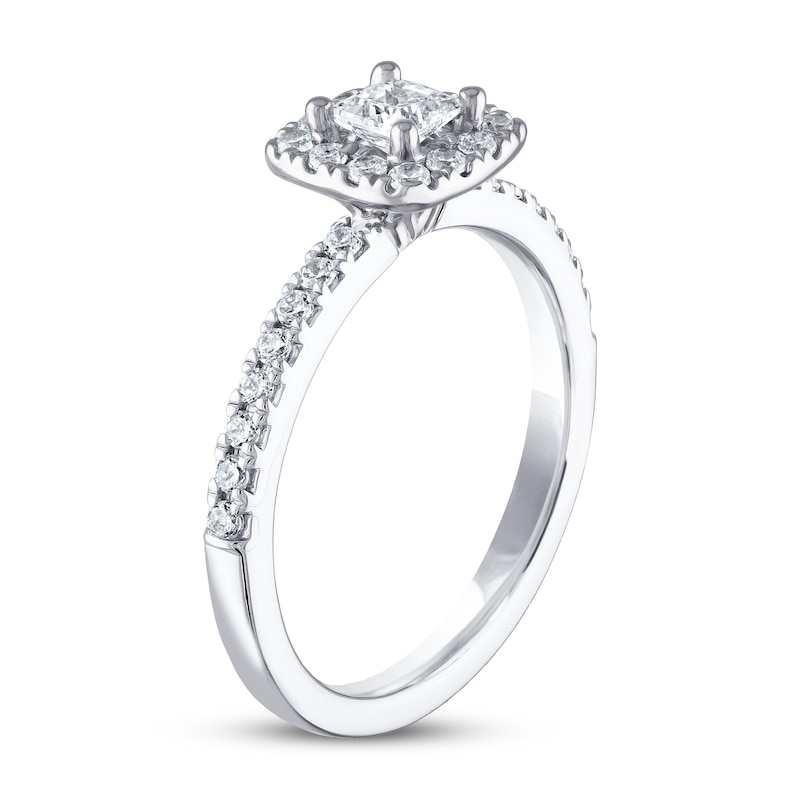 THE LEO Diamond Engagement Ring 5/8 ct tw Princess & Round-cut 14K White Gold