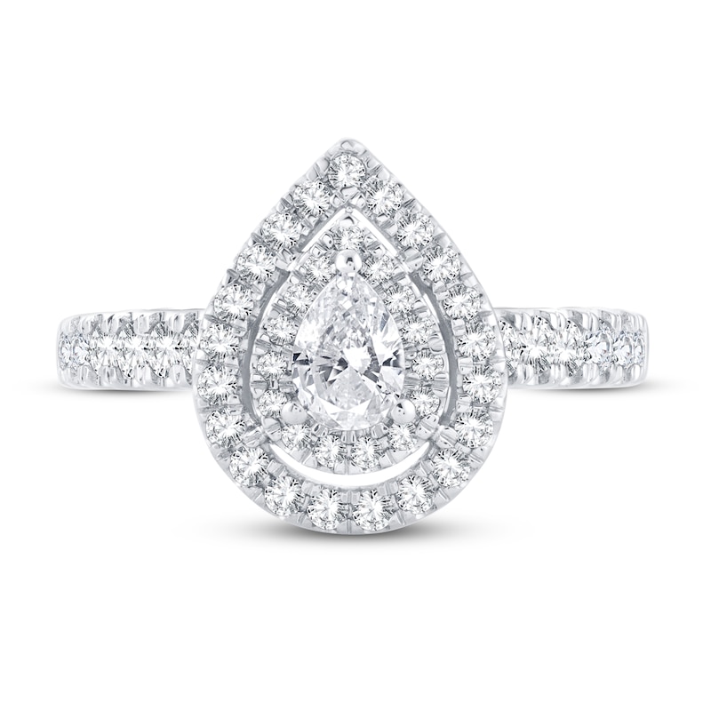 Main Image 3 of Diamond Engagement Ring 1 ct tw Pear & Round 14K White Gold
