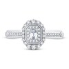 Diamond Engagement Ring 3/8 ct tw Emerald & Round-cut 10K White Gold