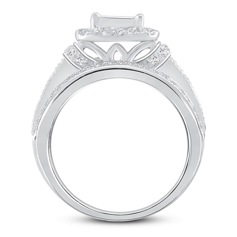 Diamond Engagement Ring 1-1/2 ct tw Princess, Baguette & Round-cut 14K White Gold