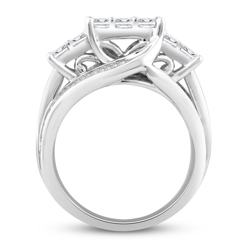 Diamond Engagement Ring 3 ct tw Princess, Round & Baguette-cut 10K White Gold