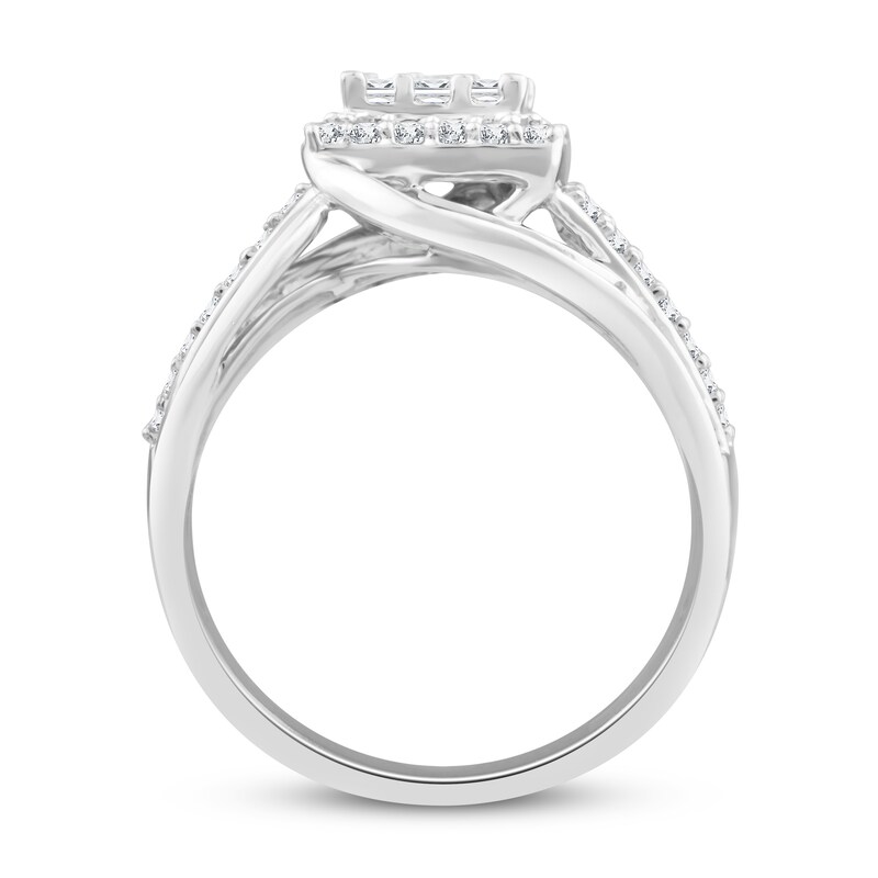 Diamond Engagement Ring 1 ct tw Princess & Round-cut 10K White Gold