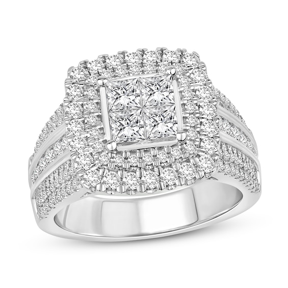 Diamond Engagement Ring 2 ct tw Princess & Round-cut 10K White Gold