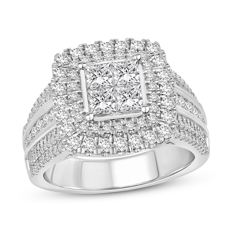 Diamond Engagement Ring 2 ct tw Princess & Round-cut 10K White Gold