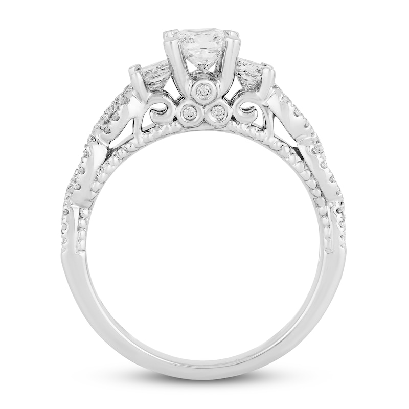 3-Stone Diamond Engagement Ring 1 ct tw Princess & Round 14K White Gold Size 6-8