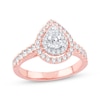 Thumbnail Image 0 of Diamond Engagement Ring 1 ct tw Pear & Round 14K Rose Gold