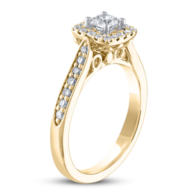 THE LEO Diamond Engagement Ring 3/4 ct tw Princess & Round-cut 14K Yellow Gold