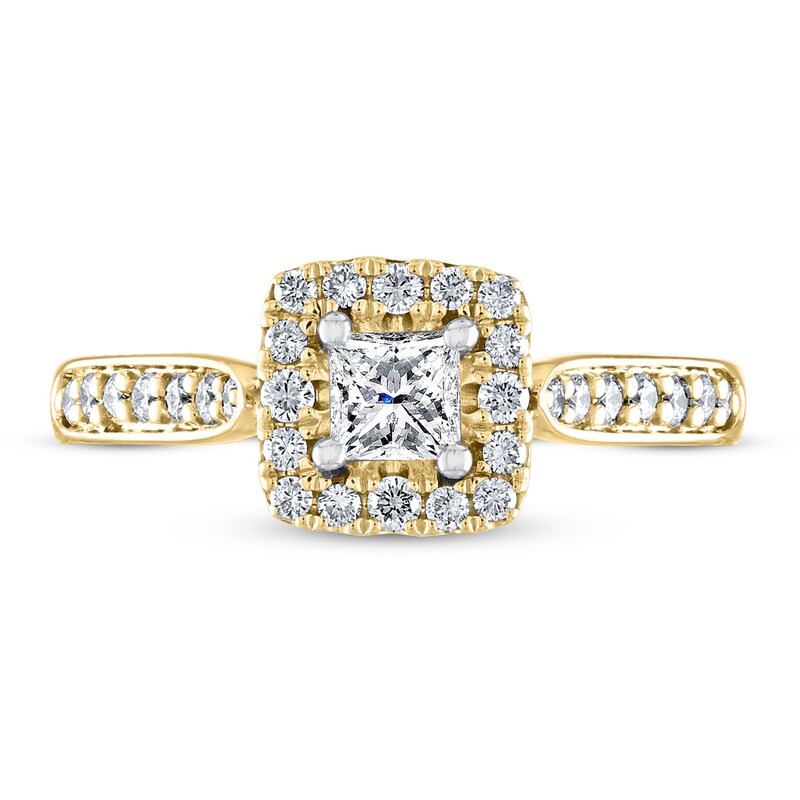 THE LEO Diamond Engagement Ring 3/4 ct tw Princess & Round-cut 14K Yellow Gold
