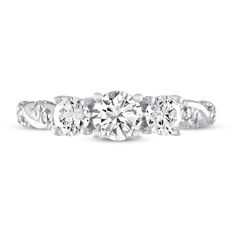 THE LEO Diamond Three-Stone Engagement Ring 1-1/8 ct tw Round-cut 14K White Gold